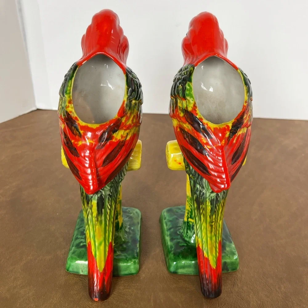 Vintage Retro Rainforest Ceramic Parrot Planter